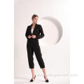 Ladies' Black Color Cropped Blazer and Trousers